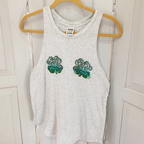 PINK Victoria's Secret Sequin Shamrock Tank - Picture 9 of 15